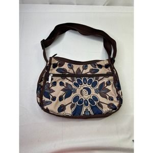 LeSportsac Floral Pattern Bag in Blue and Brown Shoulder Handbag